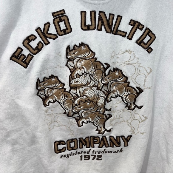 Ecko Unltd Full Zip Heavy Logo Hoodie Sweatshirt Embroidered Logos Rare Size XL - Picture 2 of 10